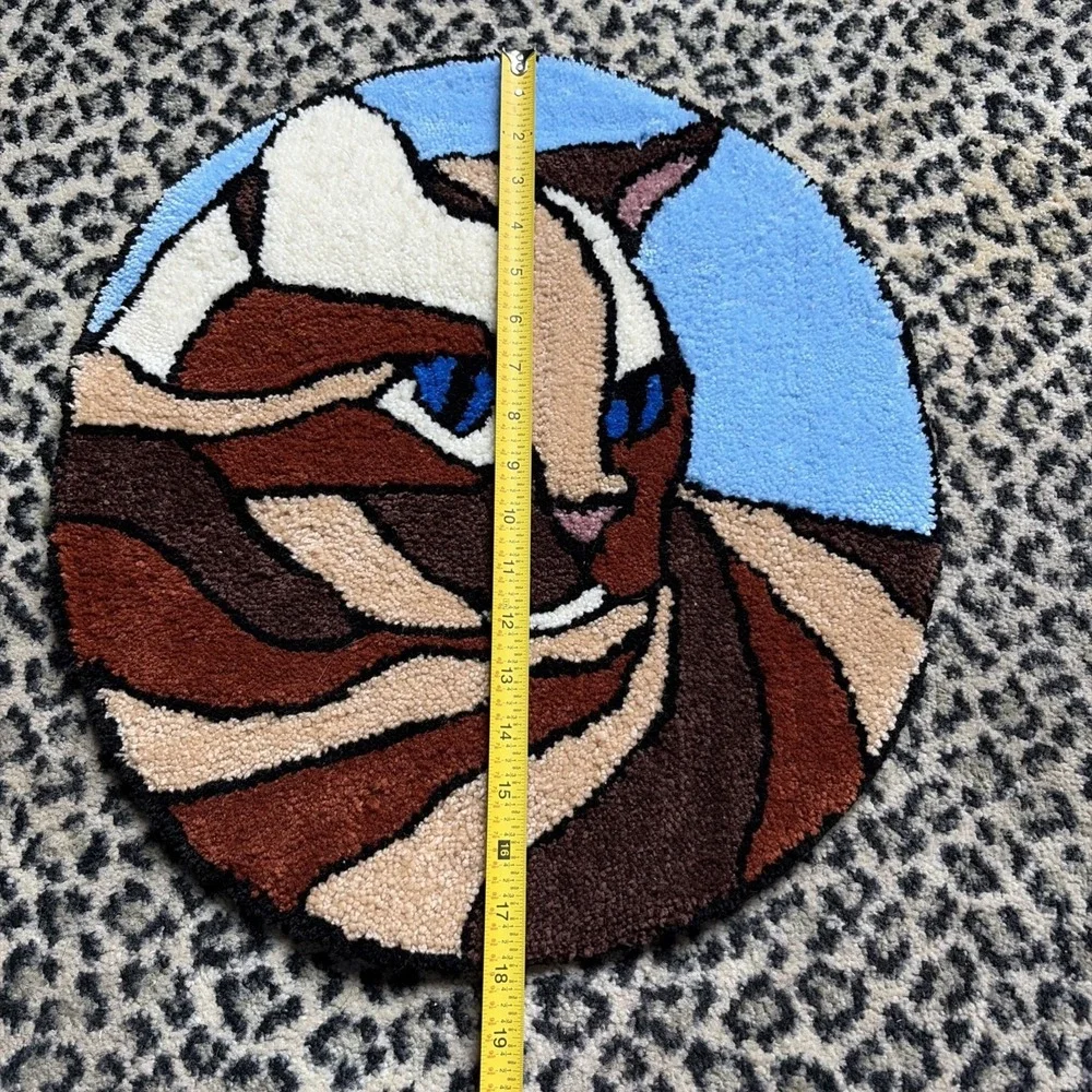 Latch Hook Cat Wall Hanging Rug 18x17‎ Boho Folk Art Textile Retro Decor VTG